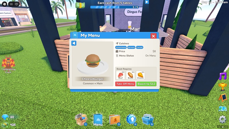 Menu Optimization Restaurant Tycoon 3
