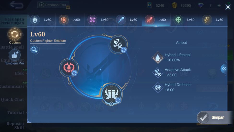 Emblem dan Talent Claude MLBB