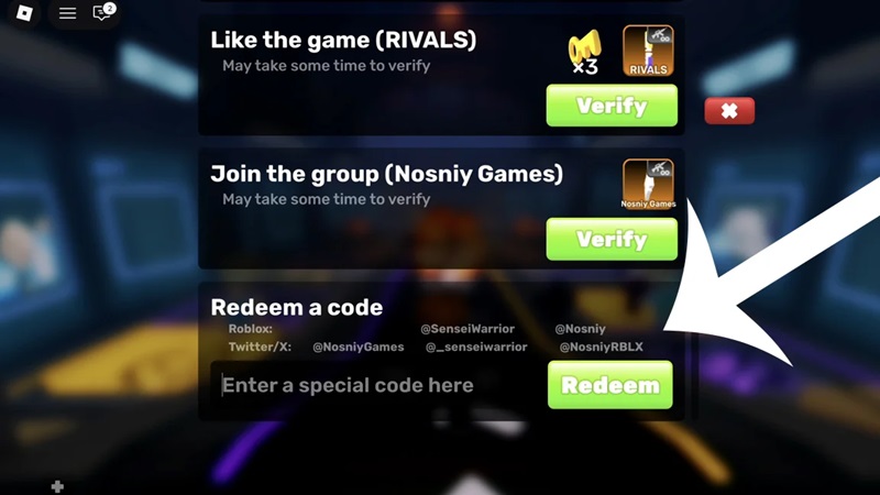 Code RIVALS Roblox Mei 2026