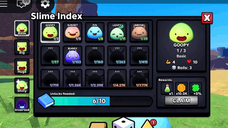 Peluang Roll Slime Langka